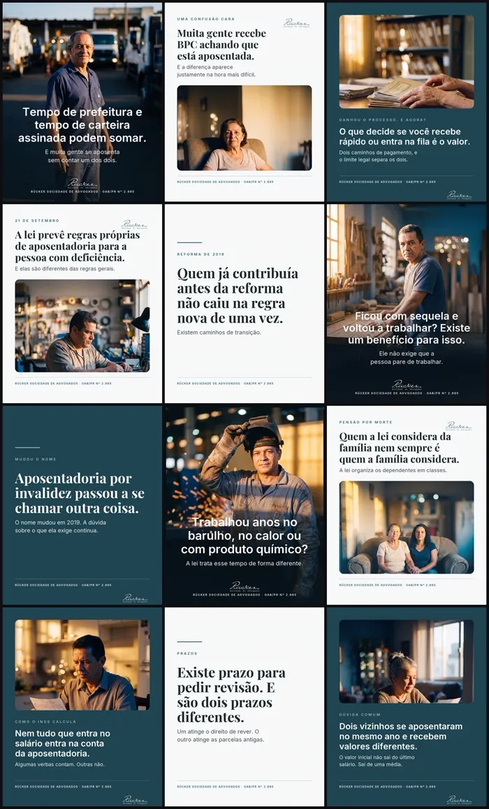 Grade de um mês de publicações no feed